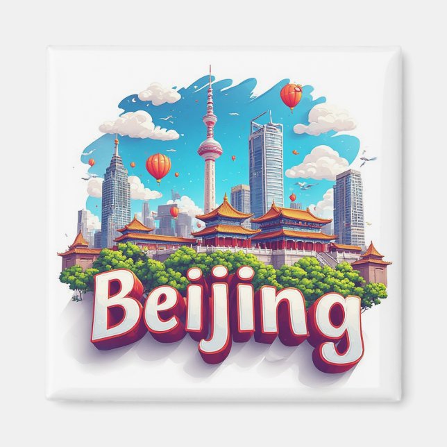 Colourful Beijing City Skyline  Magnet (Front)