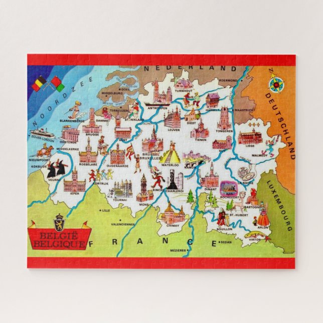 Colourful Belgium Illustrated Map  Jigsaw Puzzle (Horizontal)
