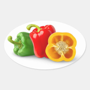 Colourful bell peppers oval sticker