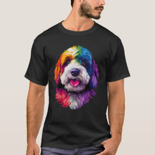 Colourful Bernedoodle Face Cute Dog Lover Men Wome T-Shirt