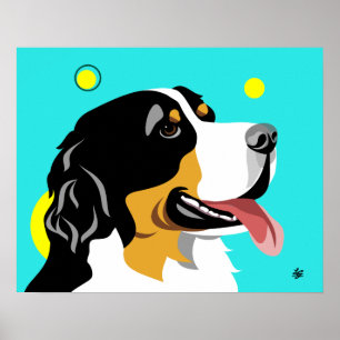 Colourful Bernese Mountain Dog Poster