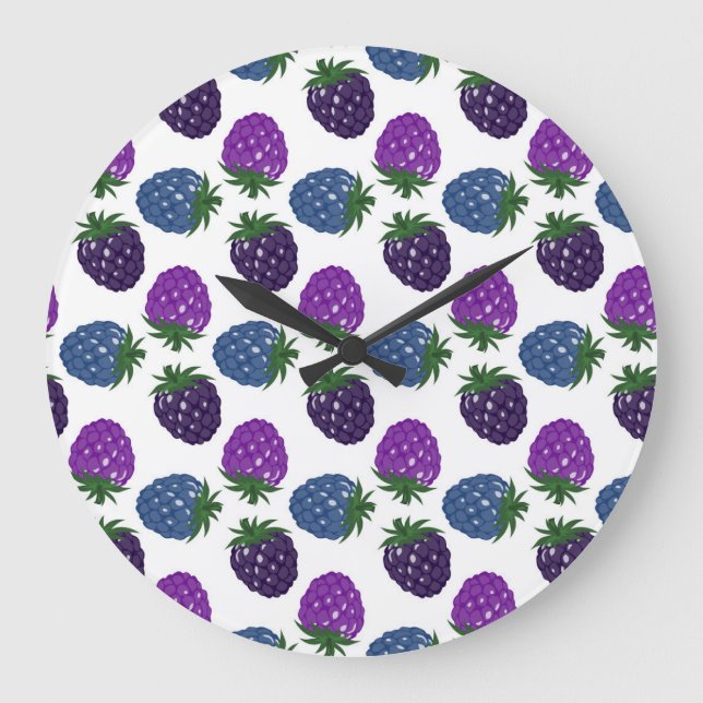 Colourful Berries: Multicolored Seamless Pattern. Large Clock (Front)