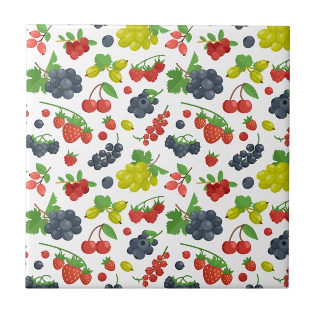 Colourful Berries Pattern Ceramic Tile (Front)