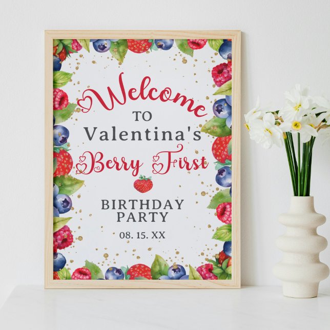 Colourful Berry First 1st Birthday Party Welcome Poster (Creator Uploaded)
