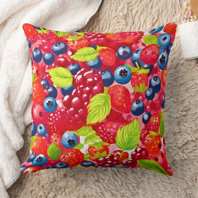 Colourful Berry Pattern Cushion (Blanket)
