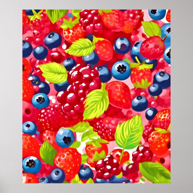Colourful Berry Pattern Poster (Front)