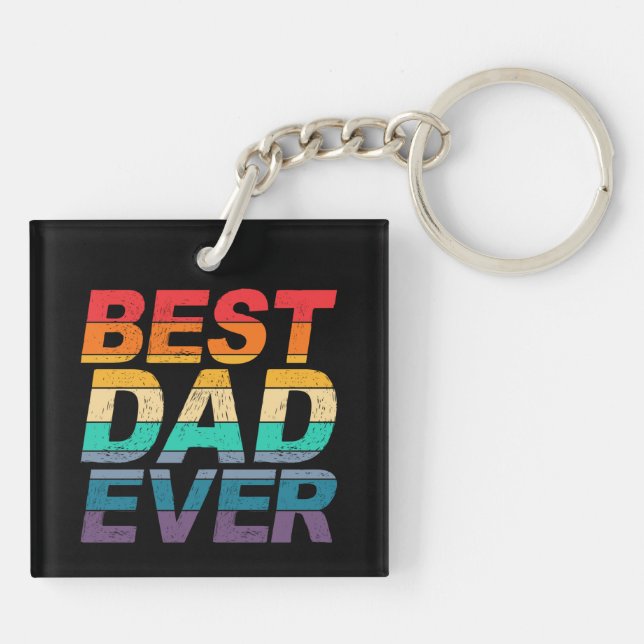 Colourful Best Dad Ever Father's Day | Keychain (Back)