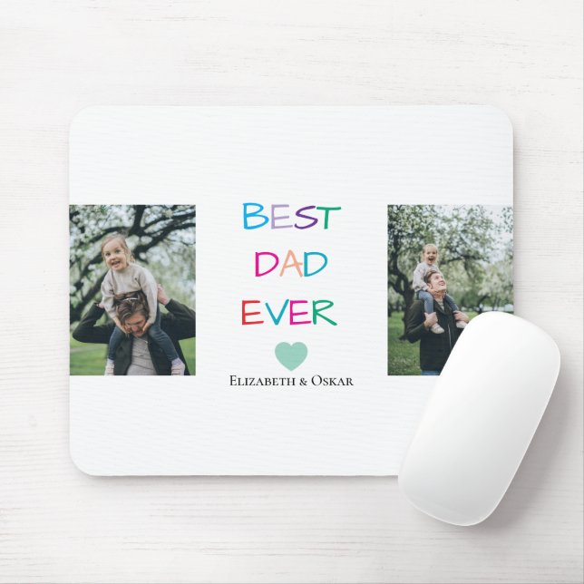 Colourful "Best Dad Ever"  – Fun & Heartfelt Gift  Mouse Pad (With Mouse)