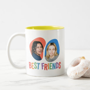 Colourful Best Friends Photo Template Two-Tone Coffee Mug