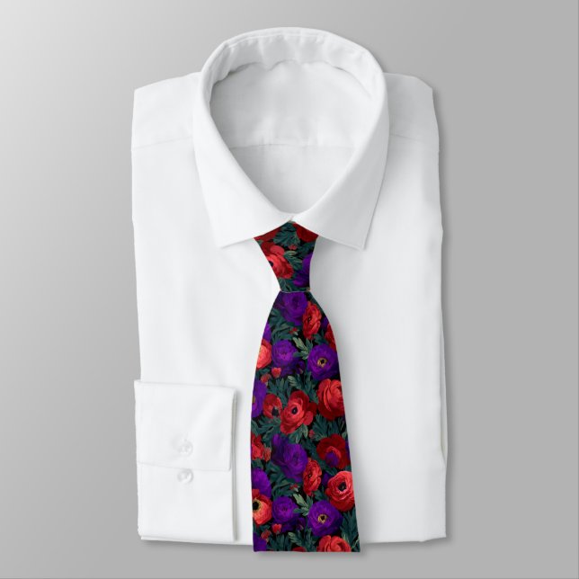 Colourful Best Man Ranunculus Tie (Tied)