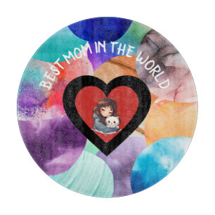 Colourful Best Mum In The World Grandma Mum Aunt Cutting Board