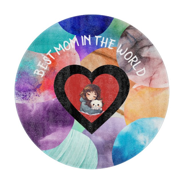 Colourful Best Mum In The World Grandma Mum Aunt Cutting Board (Front)