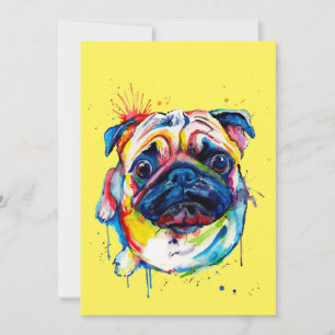 Colourful Best Pug Dog Lover Ever Thank You Card
