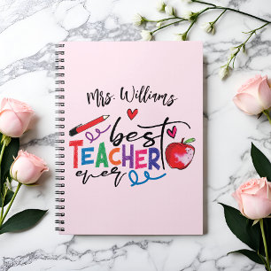 Colourful Best Teacher Ever Typography Notebook