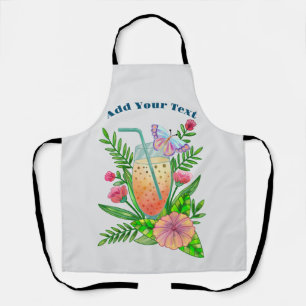 Colourful Beverages, Butterfly and Flowers  Apron