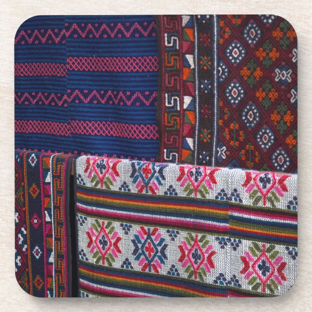 Colourful Bhutan Textiles Coaster (Front)