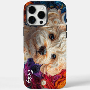 Colourful Bichon Frise Portrait iPhone 16 Pro Max Case