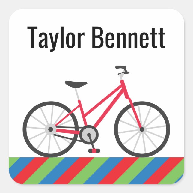 Colourful Bicycle Custom Personalised Stickers (Front)