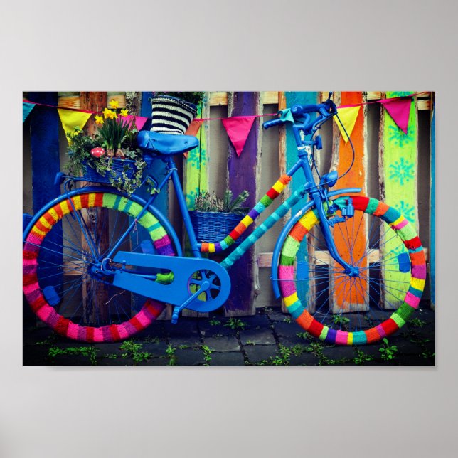 Colourful Bicycle Fun Happy Poster (Front)