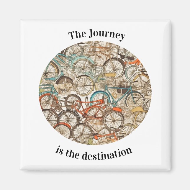 Colourful Bicycle Journey Fridge Keepsake Magnet (Front)