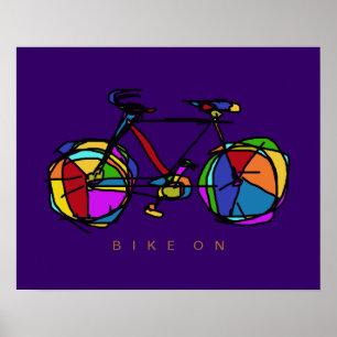 colourful bicycle on purple decor