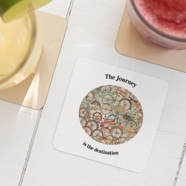 Colourful Bicycle Pattern customisable Glass Coaster (Creator Uploaded)