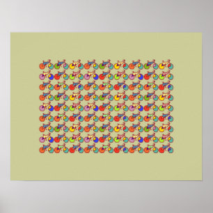 colourful bicycle patterning poster