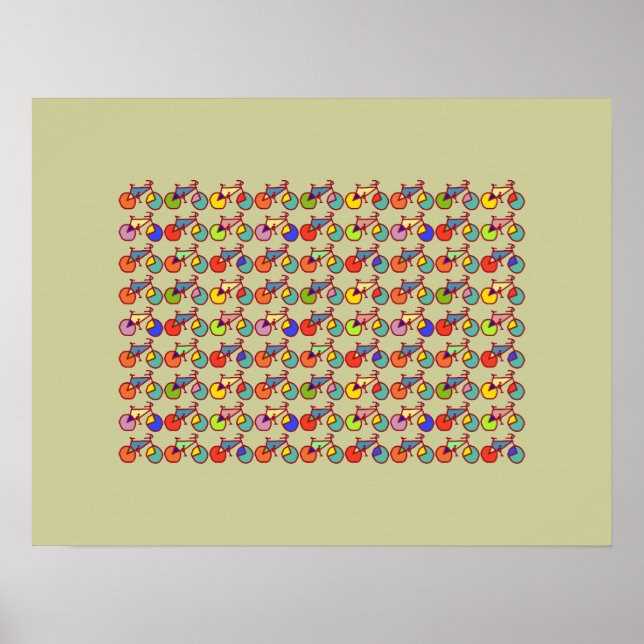 colourful bicycle patterning poster (Front)