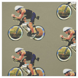 Colourful Bicycle Rider With Your Personal Name Fabric