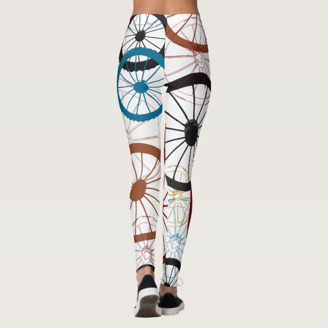 Colourful Bicycle Wheels Leggings (Back)