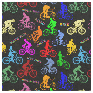 Colourful Bicycles And Riders Fabric