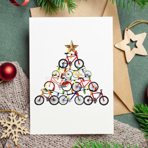 Colourful Bicycles Christmas Tree Ornament Gifts Card