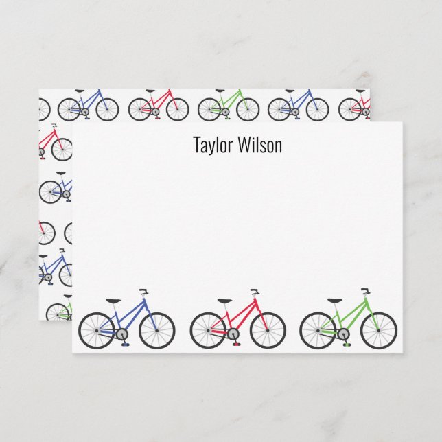 Colourful Bicycles Custom Personalised Note Cards (Front/Back)