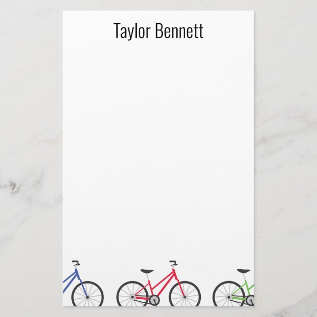 Colourful Bicycles Custom Personalised Stationery (Front)