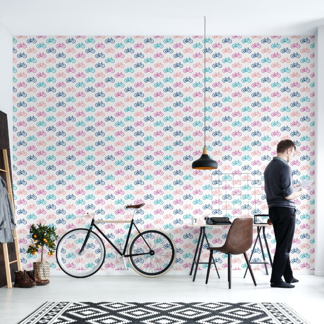 Colourful Bicycles Design Wallpaper (Living Room)