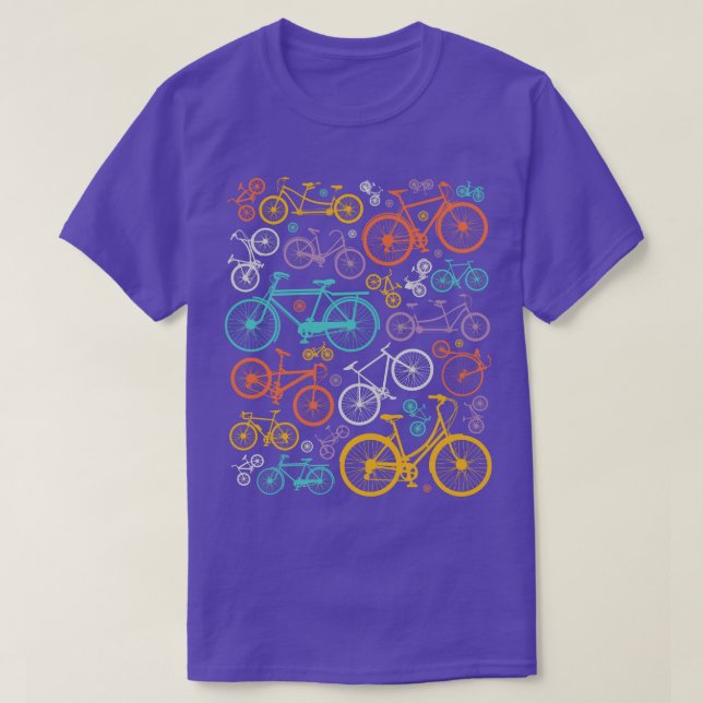 Colourful Bicycles Illustration Bike Lover Cycling T-Shirt (Design Front)