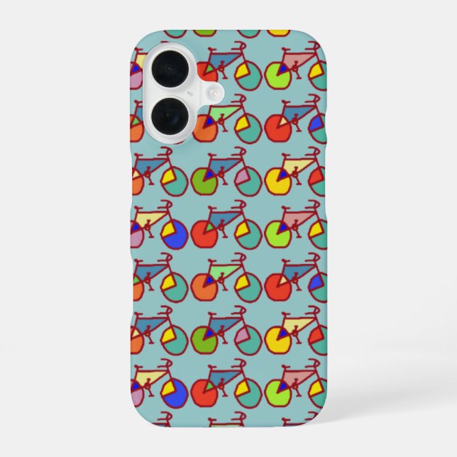 colourful bicycles iPhone 16 case (Back)