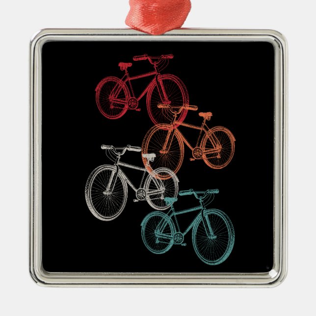 Colourful bicycles metal ornament (Front)