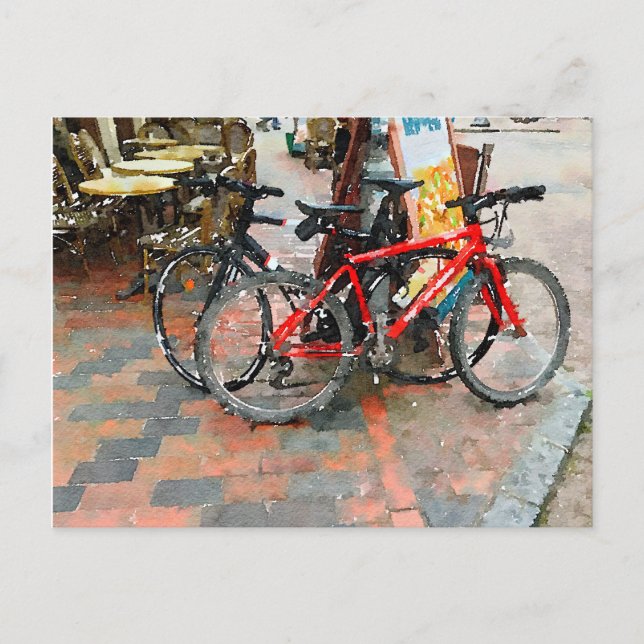 Colourful Bicycles On the Sidewalk Postcard (Front)