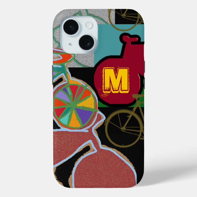 Colourful Bicycles with Monogram Case-Mate iPhone Case (Back)
