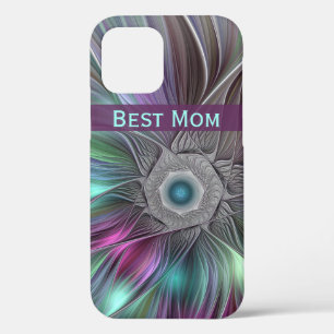 Colourful Big Flower Abstract Fractal Art Best Mum iPhone 12 Case