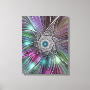 Colourful Big Flower Abstract Trippy Fractal Art Canvas Print