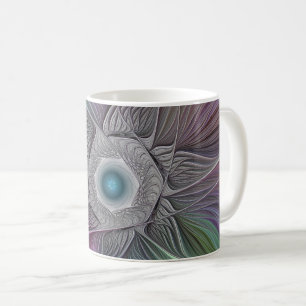Colourful Big Flower Abstract Trippy Fractal Art Coffee Mug