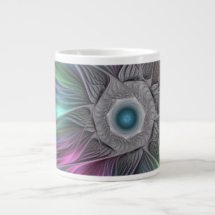 Colourful Big Flower Abstract Trippy Fractal Art Large Coffee Mug