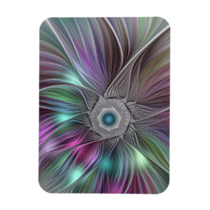 Colourful Big Flower Abstract Trippy Fractal Art Magnet