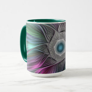 Colourful Big Flower Abstract Trippy Fractal Art Mug