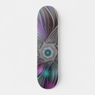 Colourful Big Flower Abstract Trippy Fractal Art Skateboard