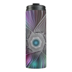 Colourful Big Flower Abstract Trippy Fractal Art Thermal Tumbler