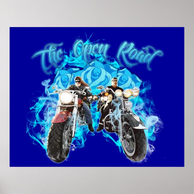Colourful Biker Motorcycle Wall Poster Mural (Front)