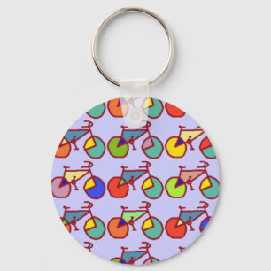 colourful bikes pattern key ring